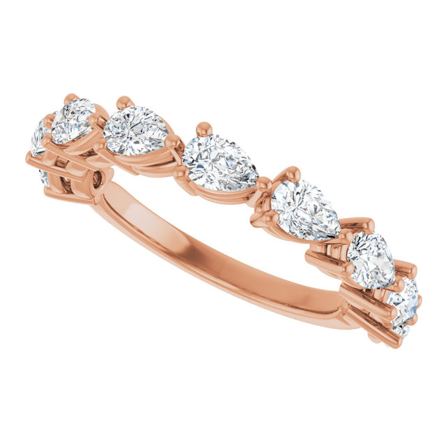 14K Gold Pear Natural Diamond Nine-Stone Anniversary Band – 1 1/4–1 3/8 CTW - Rose Gold - view 5