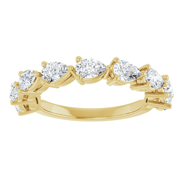 14K Gold Pear Lab-Grown Diamond Nine-Stone Anniversary Band – 1 1/4–1 3/8 CTW - Yellow Gold - view 3