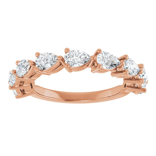 14K Gold Pear Natural Diamond Nine-Stone Anniversary Band – 1 1/4–1 3/8 CTW - Rose Gold - view 3