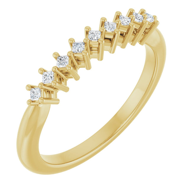 10K Gold Square Natural Diamond Nine-Stone Anniversary Band – 1/8–3/4 CTW - Yellow Gold