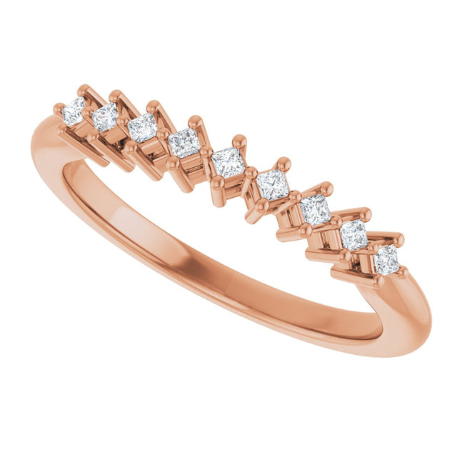 10K Gold Square Lab-Grown Diamond Nine-Stone Anniversary Band – 1/8–3/4 CTW - Rose Gold - view 5