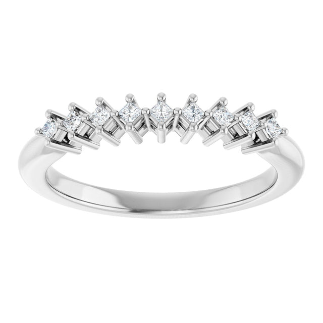 10K Gold Square Natural Diamond Nine-Stone Anniversary Band – 1/8–3/4 CTW - White Gold - view 3