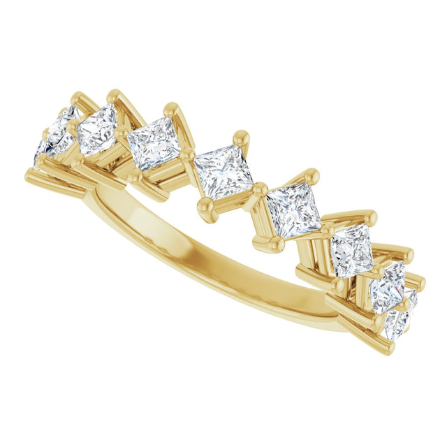 10K Gold Square Natural Diamond Nine-Stone Anniversary Band – 1 1/6–2 1/4 CTW - Yellow Gold - view 5
