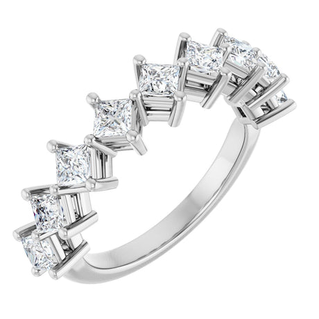 10K Gold Square Lab-Grown Diamond Nine-Stone Anniversary Band – 9/10–2 5/8 CTW - White Gold