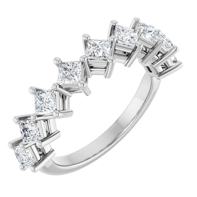 10K Gold Square Lab-Grown Diamond Nine-Stone Anniversary Band – 9/10–2 5/8 CTW - White Gold