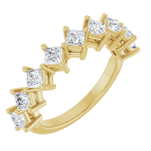 10K Gold Square Lab-Grown Diamond Nine-Stone Anniversary Band – 9/10–2 5/8 CTW - Yellow Gold