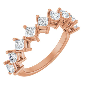 10K Gold Square Natural Diamond Nine-Stone Anniversary Band – 1 1/6–2 1/4 CTW - Rose Gold