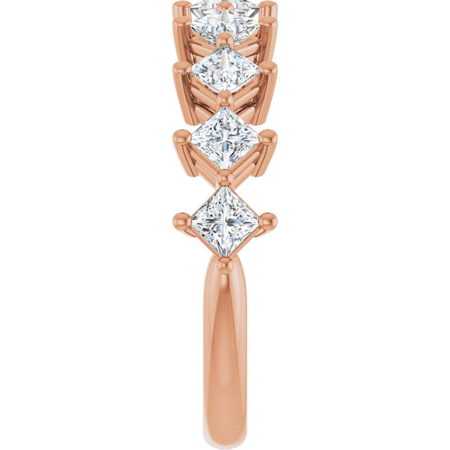 10K Gold Square Natural Diamond Nine-Stone Anniversary Band – 1 1/6–2 1/4 CTW - Rose Gold - view 4