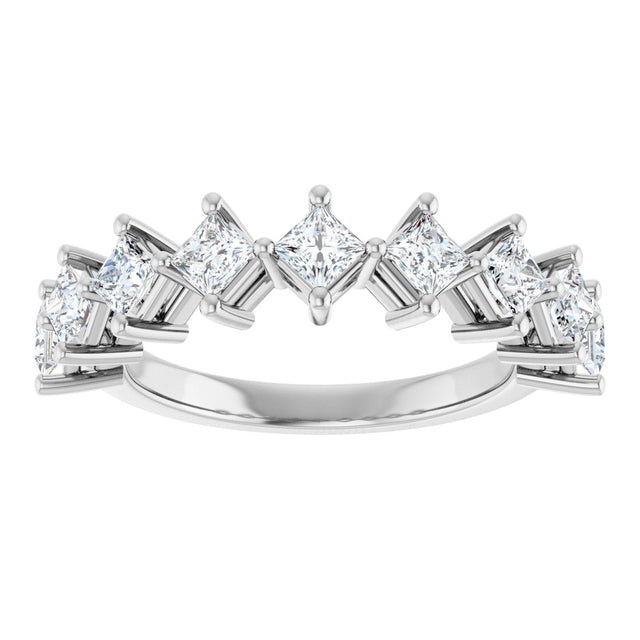10K Gold Square Natural Diamond Nine-Stone Anniversary Band – 1 1/6–2 1/4 CTW - White Gold - view 3