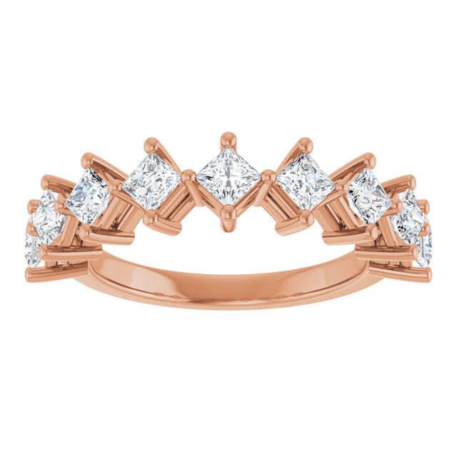 10K Gold Square Natural Diamond Nine-Stone Anniversary Band – 1 1/6–2 1/4 CTW - Rose Gold - view 3