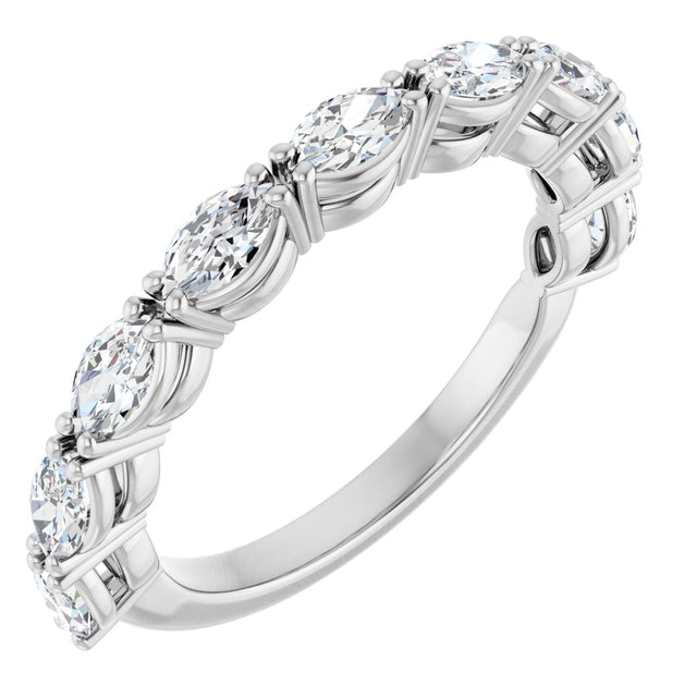 14K Gold Marquise Lab-Grown Diamond Nine-Stone Anniversary Band – 5/8–1 CTW - White Gold