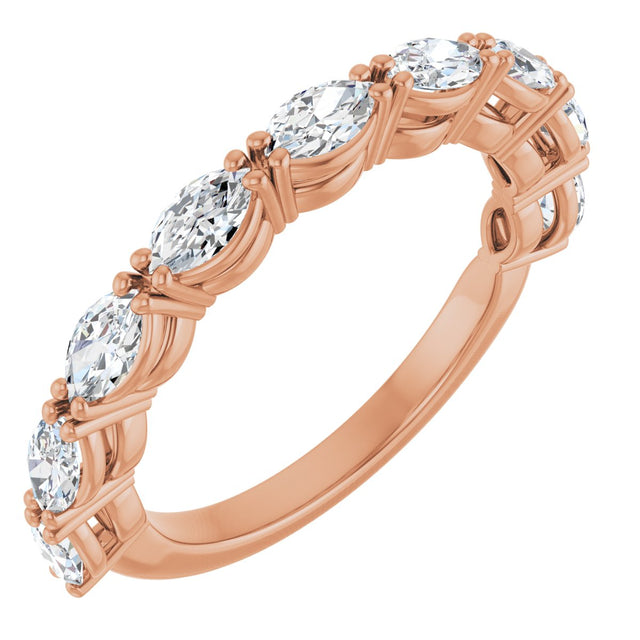 14K Gold Marquise Natural Diamond Nine-Stone Anniversary Band – 5/8–1 1/6 CTW - Rose Gold