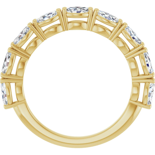 14K Gold Marquise Natural Diamond Nine-Stone Anniversary Band – 5/8–1 1/6 CTW - Yellow Gold - view 2