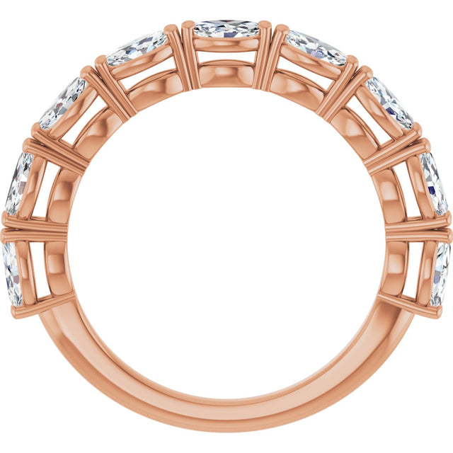 14K Gold Marquise Natural Diamond Nine-Stone Anniversary Band – 5/8–1 1/6 CTW - Rose Gold - view 2