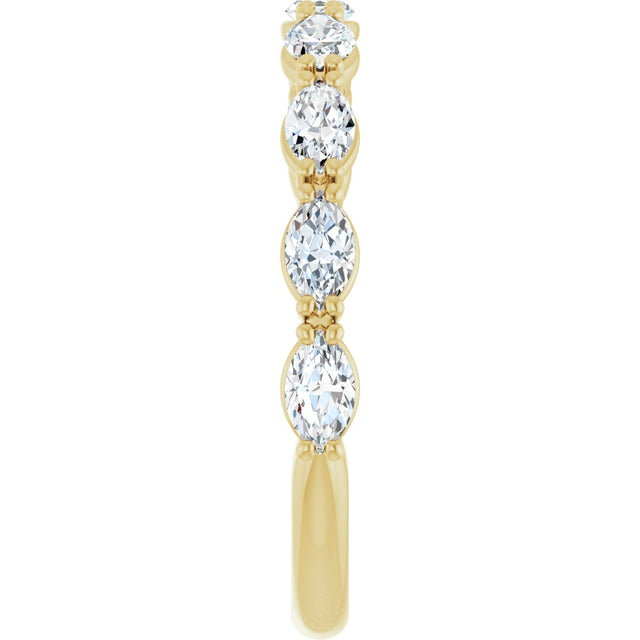 14K Gold Marquise Natural Diamond Nine-Stone Anniversary Band – 5/8–1 1/6 CTW - Yellow Gold - view 4