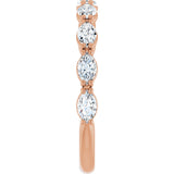 14K Gold Marquise Natural Diamond Nine-Stone Anniversary Band – 5/8–1 1/6 CTW - Rose Gold - view 4