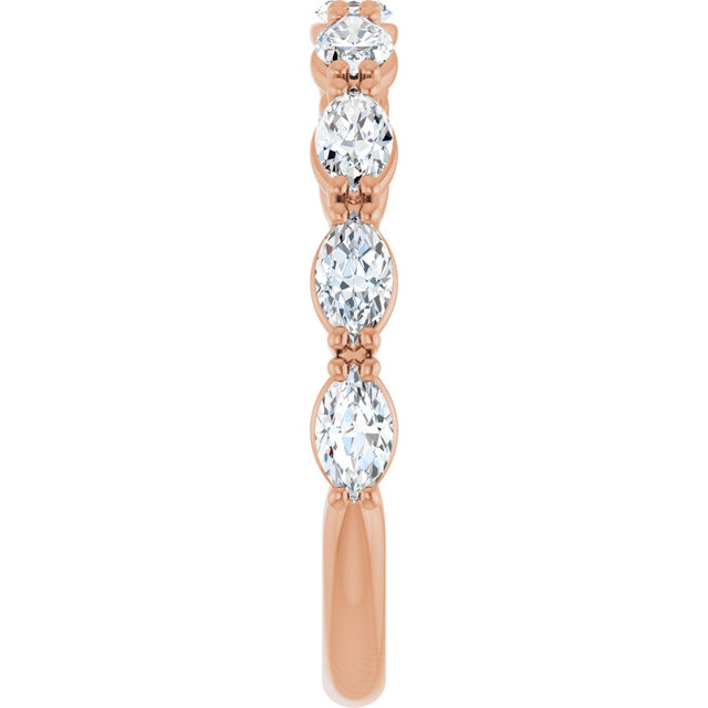 14K Gold Marquise Natural Diamond Nine-Stone Anniversary Band – 5/8–1 1/6 CTW - Rose Gold - view 4