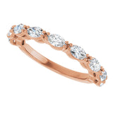 14K Gold Marquise Natural Diamond Nine-Stone Anniversary Band – 5/8–1 1/6 CTW - Rose Gold - view 5