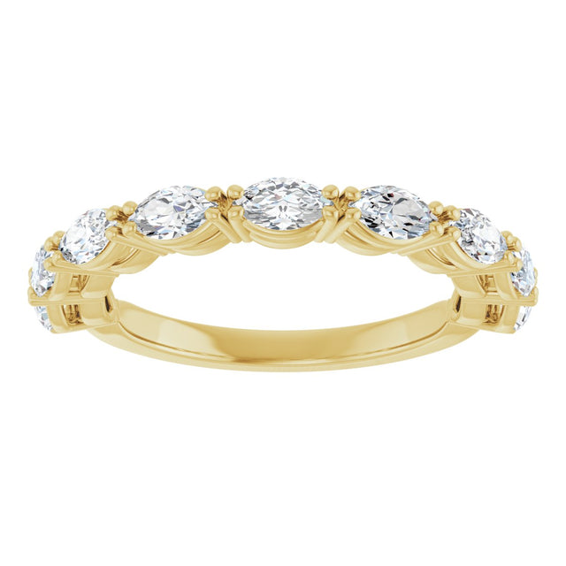 14K Gold Marquise Natural Diamond Nine-Stone Anniversary Band – 5/8–1 1/6 CTW - Yellow Gold - view 3