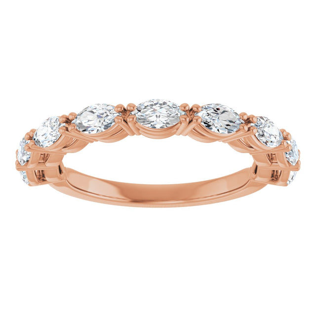 14K Gold Marquise Natural Diamond Nine-Stone Anniversary Band – 5/8–1 1/6 CTW - Rose Gold - view 3