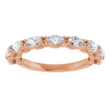 14K Gold Marquise Lab-Grown Diamond Nine-Stone Anniversary Band – 5/8–1 CTW - Rose Gold - view 3