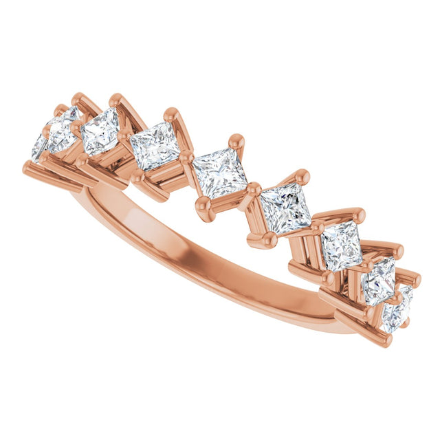 10K Gold Square Natural Diamond Nine-Stone Anniversary Band – 1/8–3/4 CTW - Rose Gold - view 5