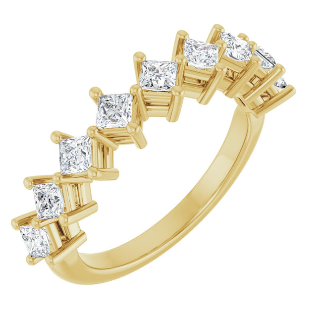 10K Gold Square Lab-Grown Diamond Nine-Stone Anniversary Band – 1/8–3/4 CTW - Yellow Gold