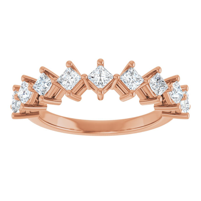 10K Gold Square Natural Diamond Nine-Stone Anniversary Band – 1/8–3/4 CTW - Rose Gold - view 3