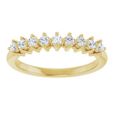 14K Gold Round Natural Diamond Nine-Stone Anniversary Band – 1/4–1/2 CTW - Yellow Gold - view 3