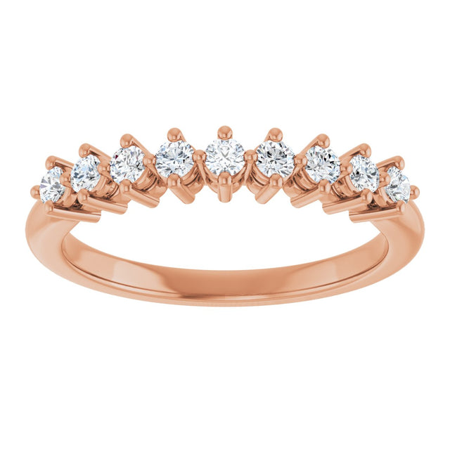 14K Gold Round Lab-Grown Diamond Nine-Stone Anniversary Band – 1/4–3/4 CTW - Rose Gold - view 3