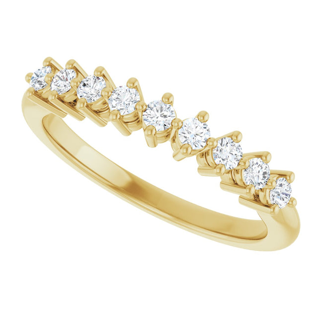 14K Gold Round Natural Diamond Nine-Stone Anniversary Band – 1/4–1/2 CTW - Yellow Gold - view 5