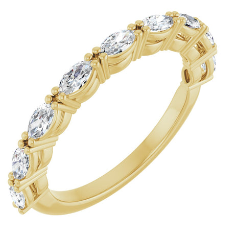 14K Gold Marquise Lab-Grown Diamond Nine-Stone Anniversary Band – 5/8–1 CTW - Yellow Gold