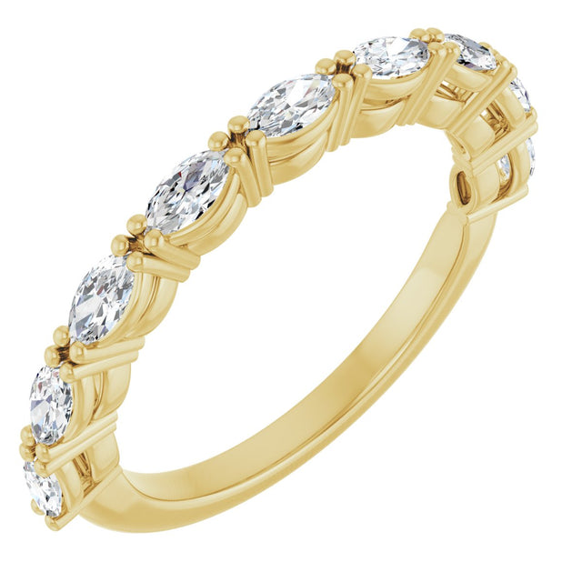 14K Gold Marquise Lab-Grown Diamond Nine-Stone Anniversary Band – 5/8–1 CTW - Yellow Gold