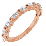 14K Gold Marquise Natural Diamond Nine-Stone Anniversary Band – 5/8–1 1/6 CTW - Rose Gold