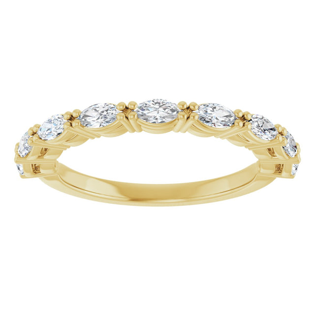 14K Gold Marquise Natural Diamond Nine-Stone Anniversary Band – 5/8–1 1/6 CTW - Yellow Gold - view 3
