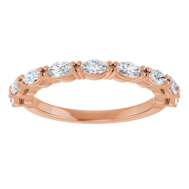 14K Gold Marquise Natural Diamond Nine-Stone Anniversary Band – 5/8–1 1/6 CTW - Rose Gold - view 3