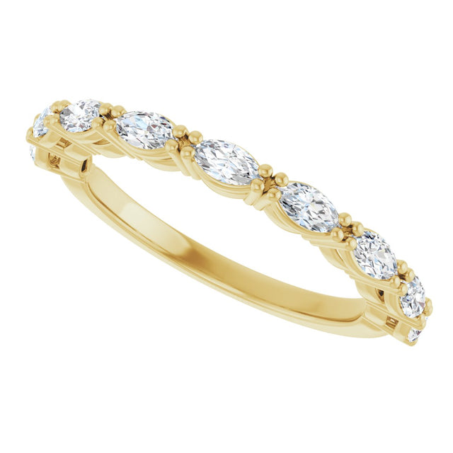 14K Gold Marquise Natural Diamond Nine-Stone Anniversary Band – 5/8–1 1/6 CTW - Yellow Gold - view 5
