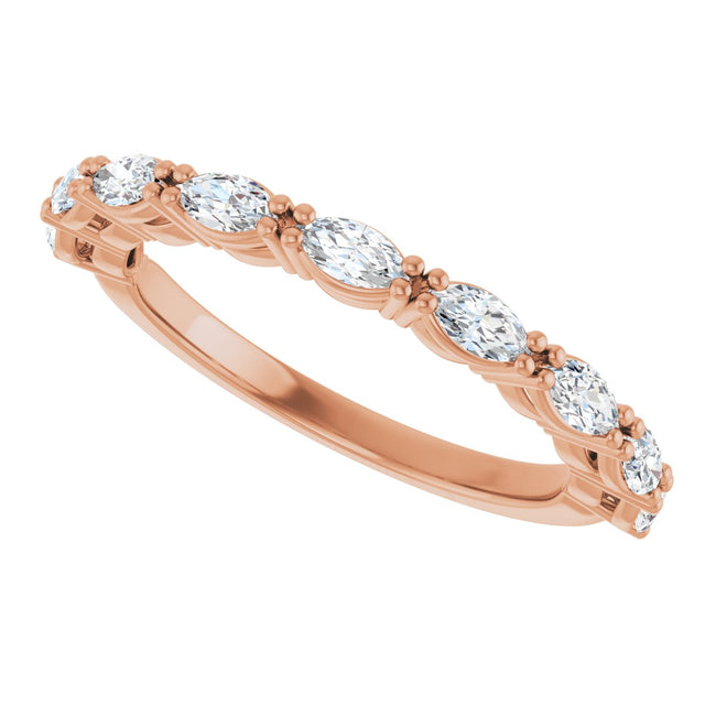 14K Gold Marquise Natural Diamond Nine-Stone Anniversary Band – 5/8–1 1/6 CTW - Rose Gold - view 5
