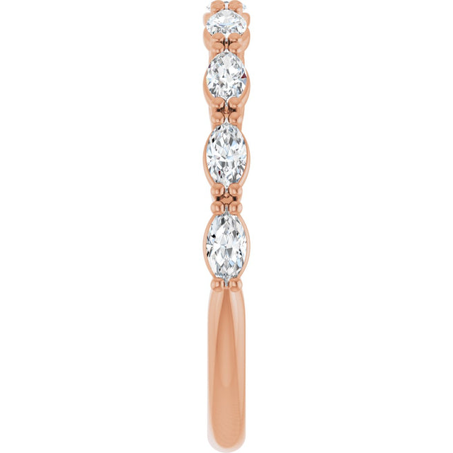 14K Gold Marquise Lab-Grown Diamond Nine-Stone Anniversary Band – 5/8–1 CTW - Rose Gold - view 4