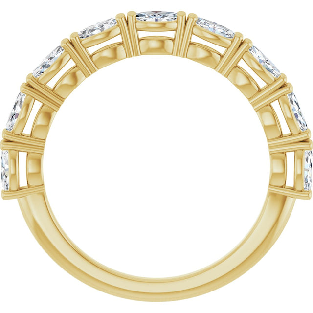 14K Gold Marquise Natural Diamond Nine-Stone Anniversary Band – 5/8–1 1/6 CTW - Yellow Gold - view 2