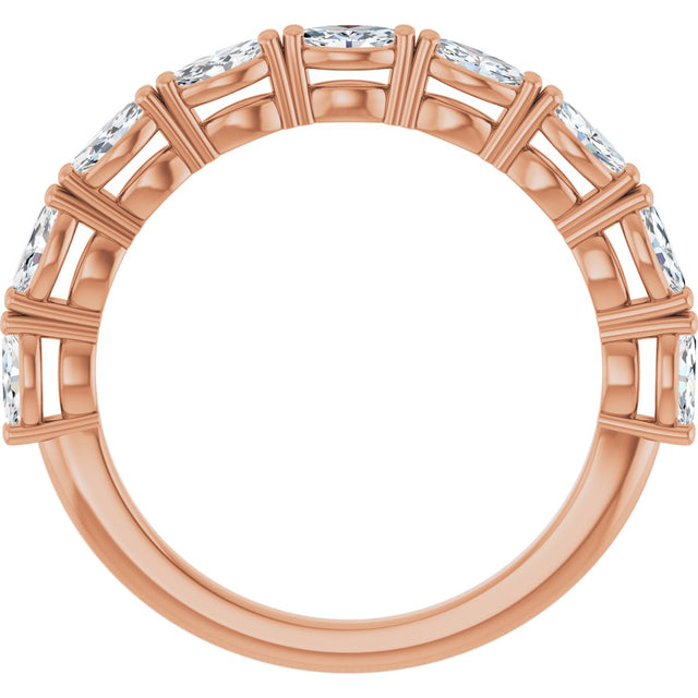 14K Gold Marquise Lab-Grown Diamond Nine-Stone Anniversary Band – 5/8–1 CTW - Rose Gold - view 2