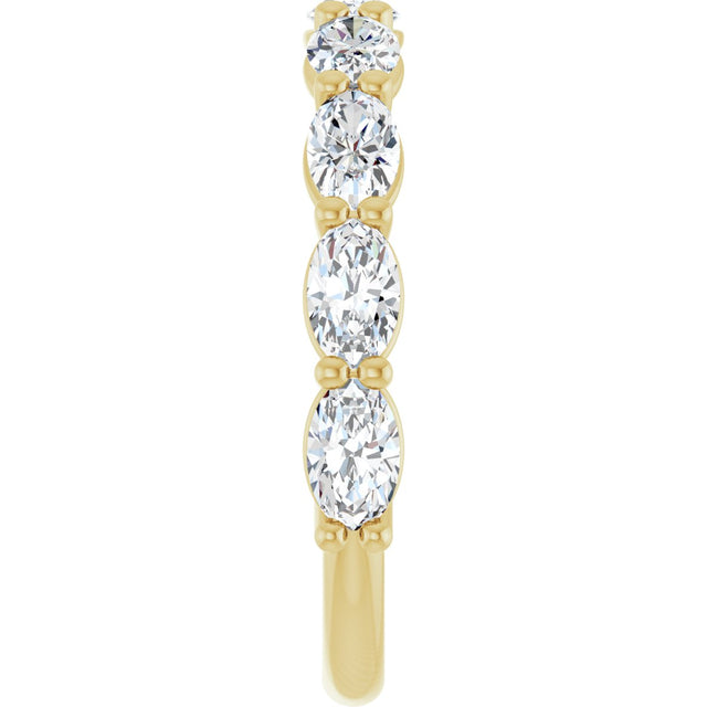 14K Gold Oval Natural Diamond Nine-Stone Anniversary Band – 1 3/4 CTW - Yellow Gold - view 4
