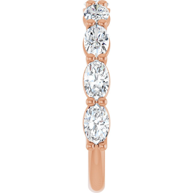 14K Gold Oval Lab-Grown Diamond Nine-Stone Anniversary Band – 5x3 mm Stones - Rose Gold - view 4