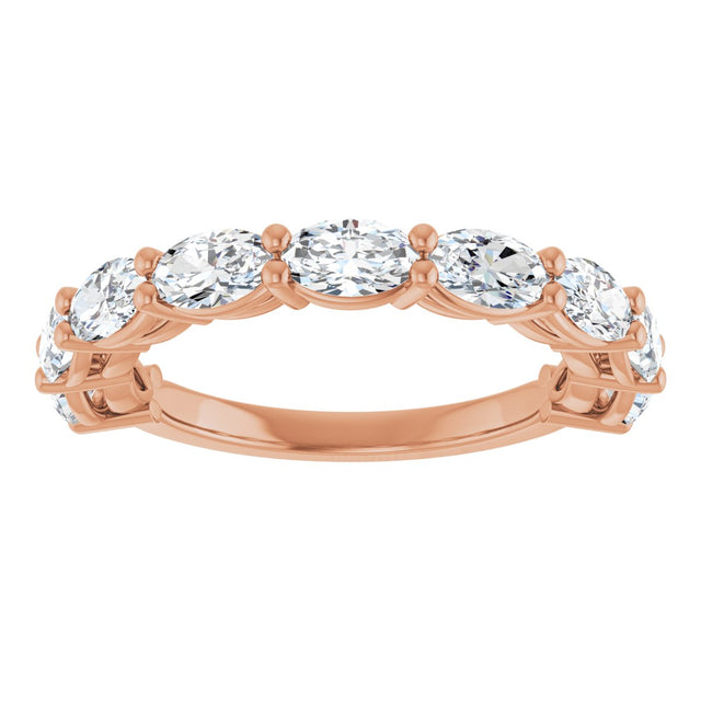 14K Gold Oval Natural Diamond Nine-Stone Anniversary Band – 1 3/4 CTW - Rose Gold - view 3