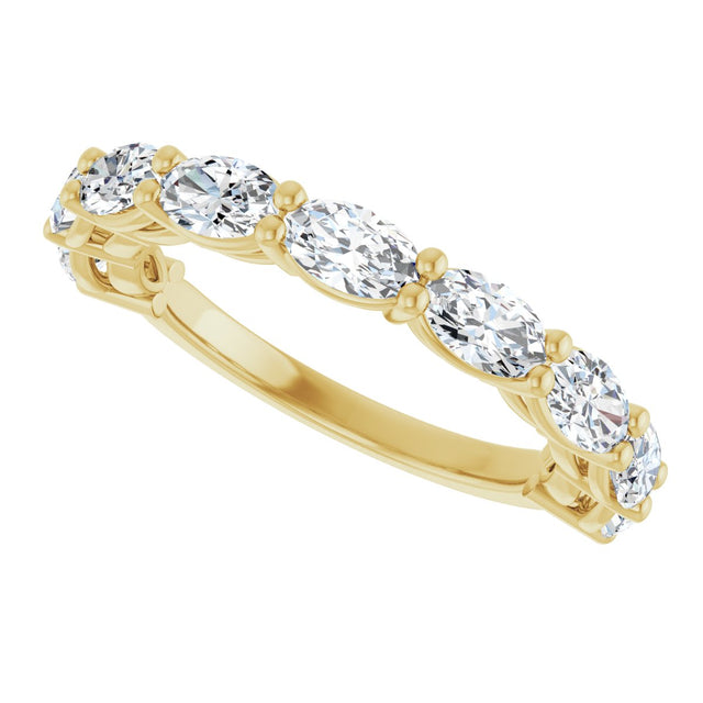 14K Gold Oval Lab-Grown Diamond Nine-Stone Anniversary Band – 5x3 mm Stones - Yellow Gold - view 5