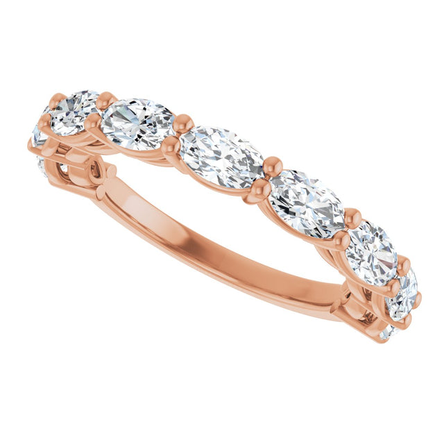 14K Gold Oval Natural Diamond Nine-Stone Anniversary Band – 1 3/4 CTW - Rose Gold - view 5