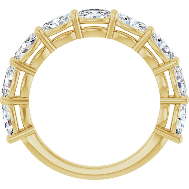 14K Gold Oval Lab-Grown Diamond Nine-Stone Anniversary Band – 5x3 mm Stones - Yellow Gold - view 2