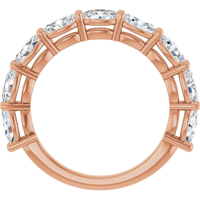 14K Gold Oval Lab-Grown Diamond Nine-Stone Anniversary Band – 5x3 mm Stones - Rose Gold - view 2