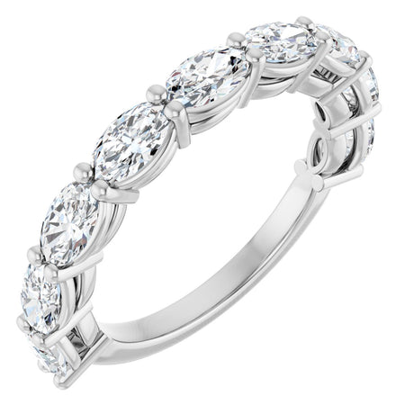 14K Gold Oval Lab-Grown Diamond Nine-Stone Anniversary Band – 5x3 mm Stones - White Gold