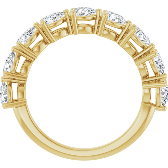 14K Gold Pear Natural Diamond Nine-Stone Anniversary Band – 1 1/4–1 3/8 CTW - Yellow Gold - view 2